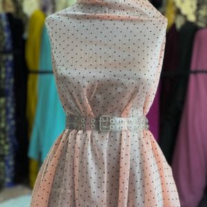 پارچه حریر اطلسی خال خالی با عرض ۱۵۰ سانت | ۲ رنگ شیک